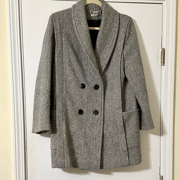 Vintage Herringbone  Double-Breasted Coat - Picture 1 of 3